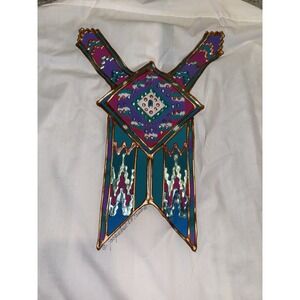 Vintage Hand Painted Signed Tuxedo Shirt Mens Large Western Native Boho Luxe